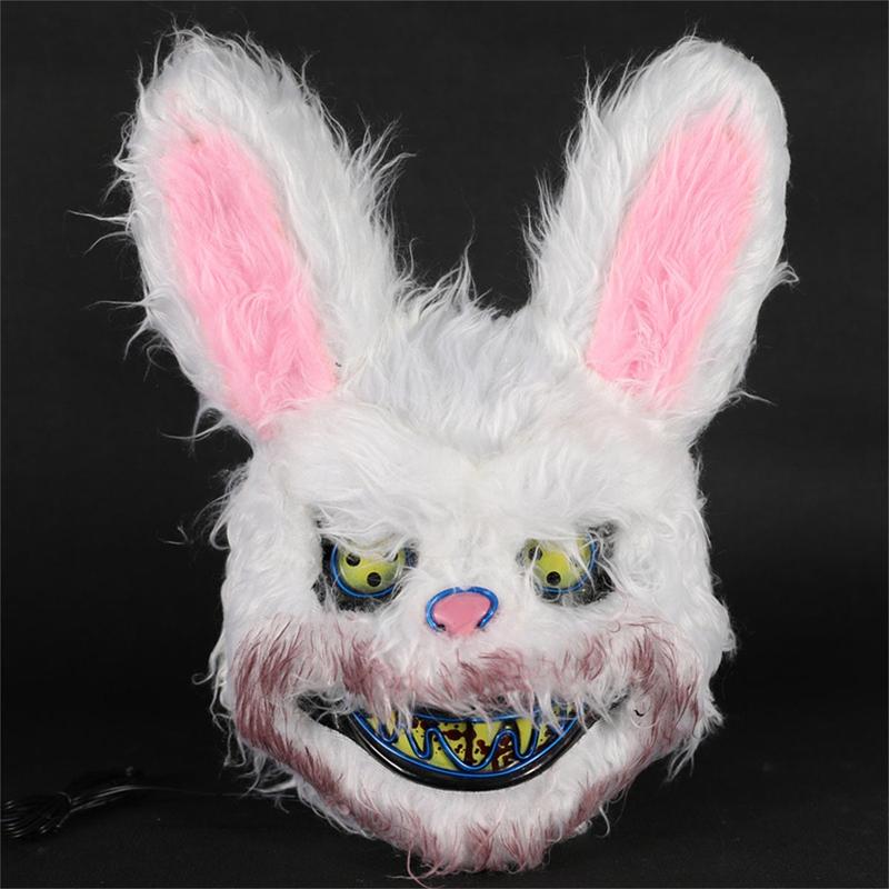 Mad Rabbit LED Mask Halloween Scary Mask Rabbit Bunny Mask, Bloody Plush Animal Head Mask, Spooky Mask Halloween Cosplay Costume Props 8