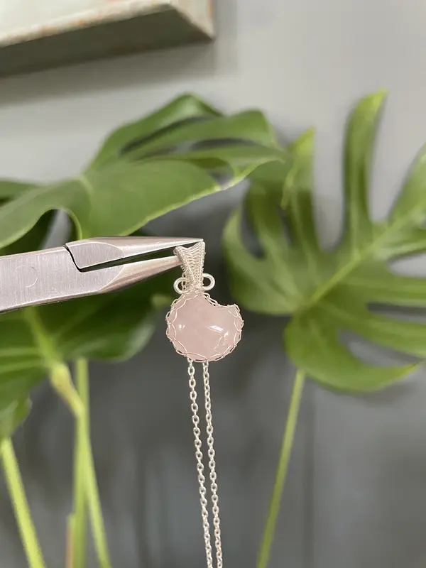 Rose Quartz Moon Crystal Necklace | 925 sterling silver | Crystal Necklaces | Silver Necklaces | Everyday Silver Jewellery | Semi Precious Stones | Crystal Jewellery | Ethereal Jewellery | Moon Necklace | Everyday Jewellery | Perfect Gift | 4