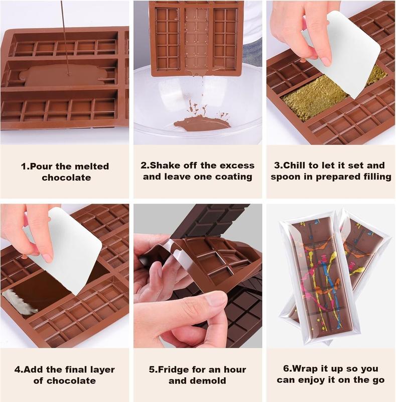 Silicone Chocolate Bar Mould Rectangle Sectional Snap Bar Wax Melts Candy Mold Birthday Flexible 2