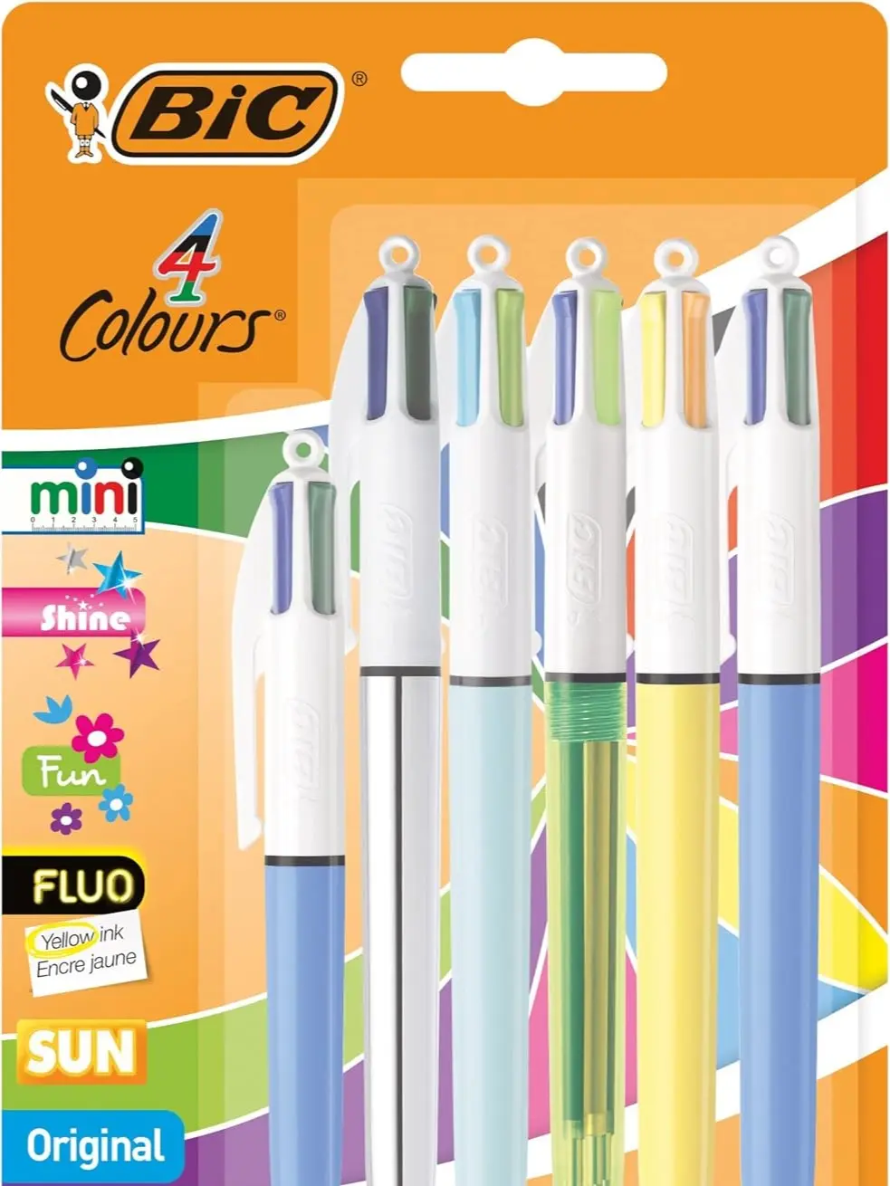 BiC 4 Colours Assorted Ballpoint Pens Medium Nib Assorted Ink (Pack of 6)