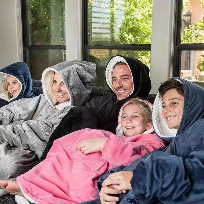 Hoodie Blanket  Couple style sherpa fleece  Wearable Thickened, TV Hoodie Blankets With Hood Long Sleeve Oversized   ,Warm and Cozy Snuggies Blanket Sweatshirt as Gifts for Mom Wife Girlfriend Clothes Comfort Womenswear Comfortable Fabric Soft Fit Loose 5