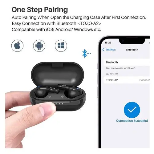 TOZO A2 True Wireless Earbuds Bluetooth Audio Charging Stereo Earphones Water Proof Audio Charging Audio Charging 4