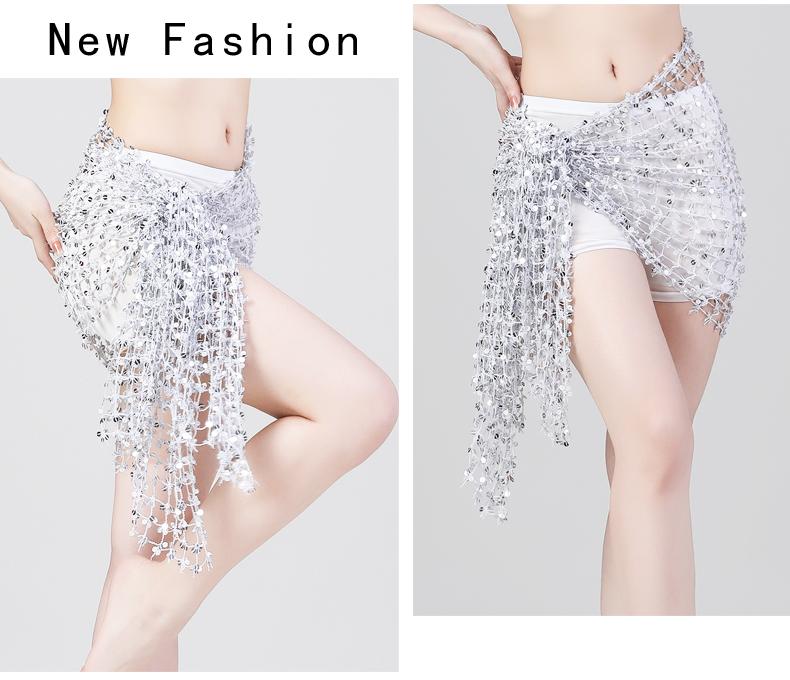 Product Introduction of Hollow belly dance hip scarf Wemen scarf dance sequins Arabic Latin hip scarf sexy belly dance belt wrap skirt 12 colors 10
