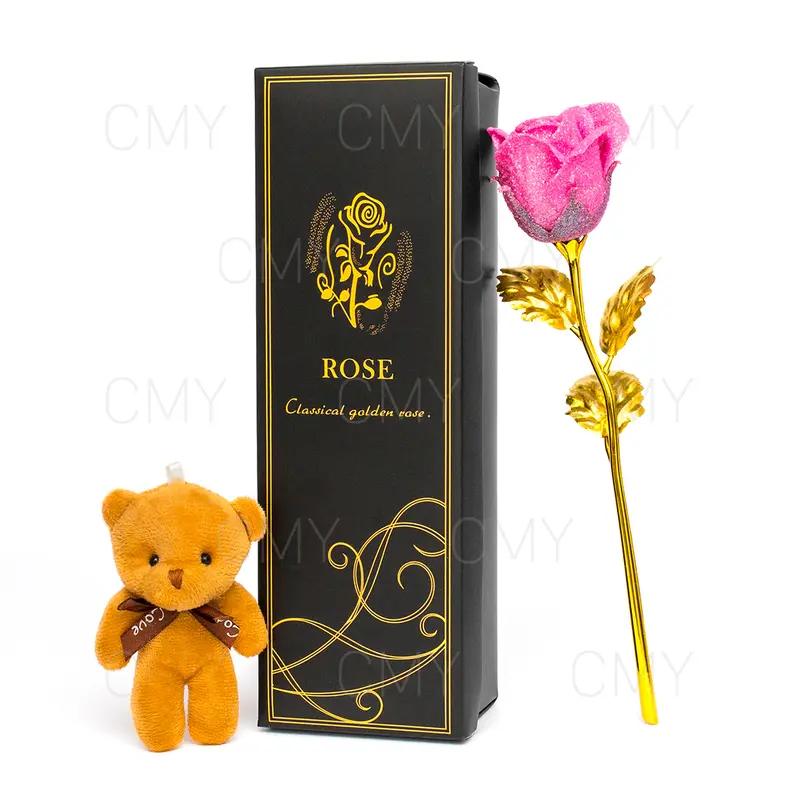 Romantic 24K Gold Galaxy Rose Flower Valentines Day Gift Crystal Rose With Box Birthday Wedding Colorful 6