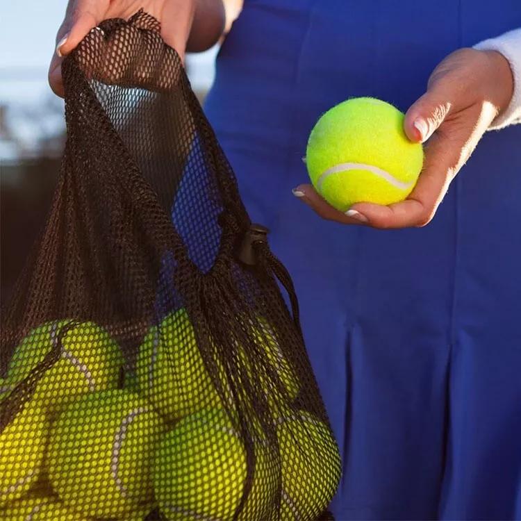 Product Introduction of 12X TENNIS BALLS Outdoor SPORTS Fun Dog Fetch TOY Play CRICKET Training Beach UK  Tennis Balls Sport Play Cricket Dog Toy Ball with Mesh Bag, Sturdy & Durable, Great For Adults Children Lessons 4