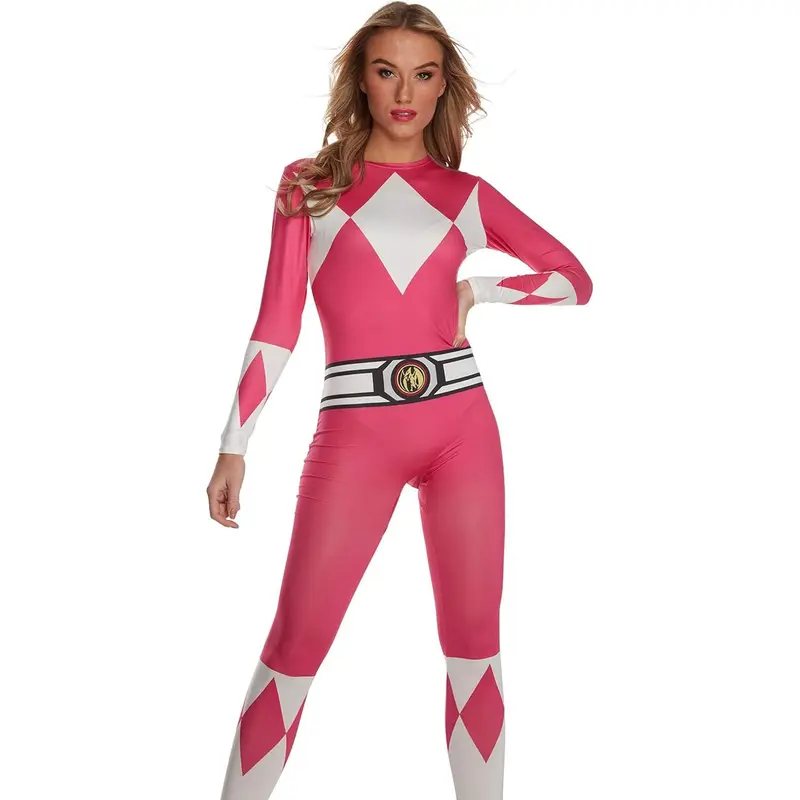 Morphsuit Pink Power Ranger Costume, Pink Morph Suit Power Rangers Costume Adult, Pink Power Ranger Morphsuit Adult 3