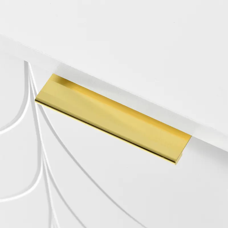 Modern dining room cabinet, gilded legs and handles, chest of drawers, lacquered, rounded corners, suitable for bedroom, living room and bathroom, 2 layers 6 compartments, 127W*45D*75H, white 6