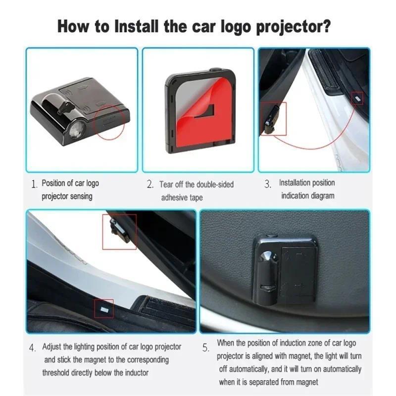 2PCS Wireless Led Car Door Welcome Laser Projector Logo Ghost Shadow Night Light Courtesy Lamp kit for All Car 7
