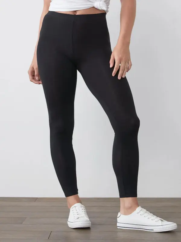 Black Soft Girls Kids Plain Leggings Full Length 3-4 y.o. 1