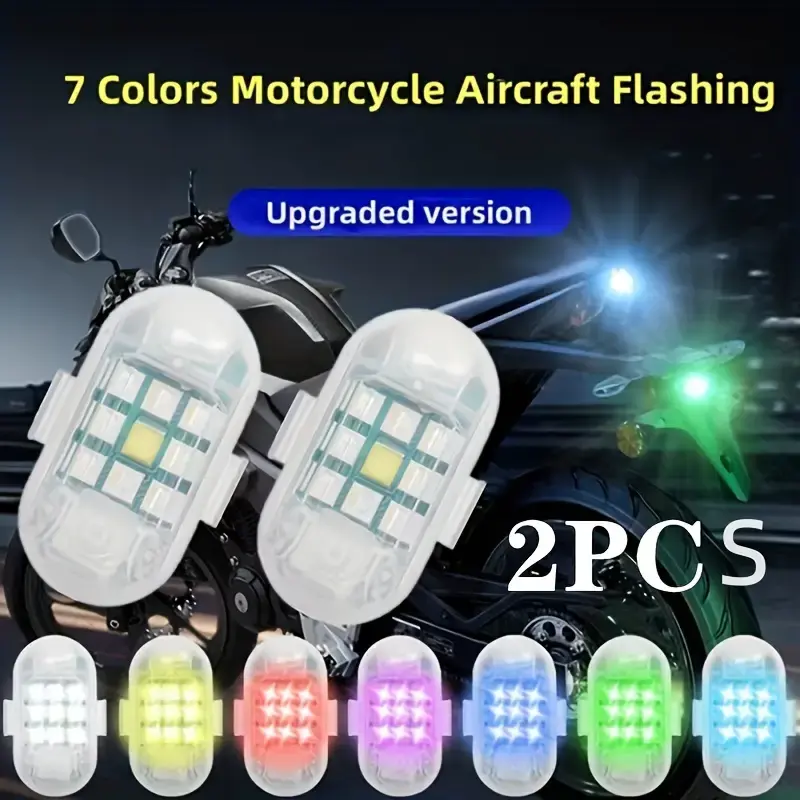 Wireless Car Strobe Lights with Remote Cool LED Flash Lamp Anti-Collision Drone Light 7 Color Warning Taillight for Car Aircraft Scooter Bike Motorcycle Night Warning Lights 3