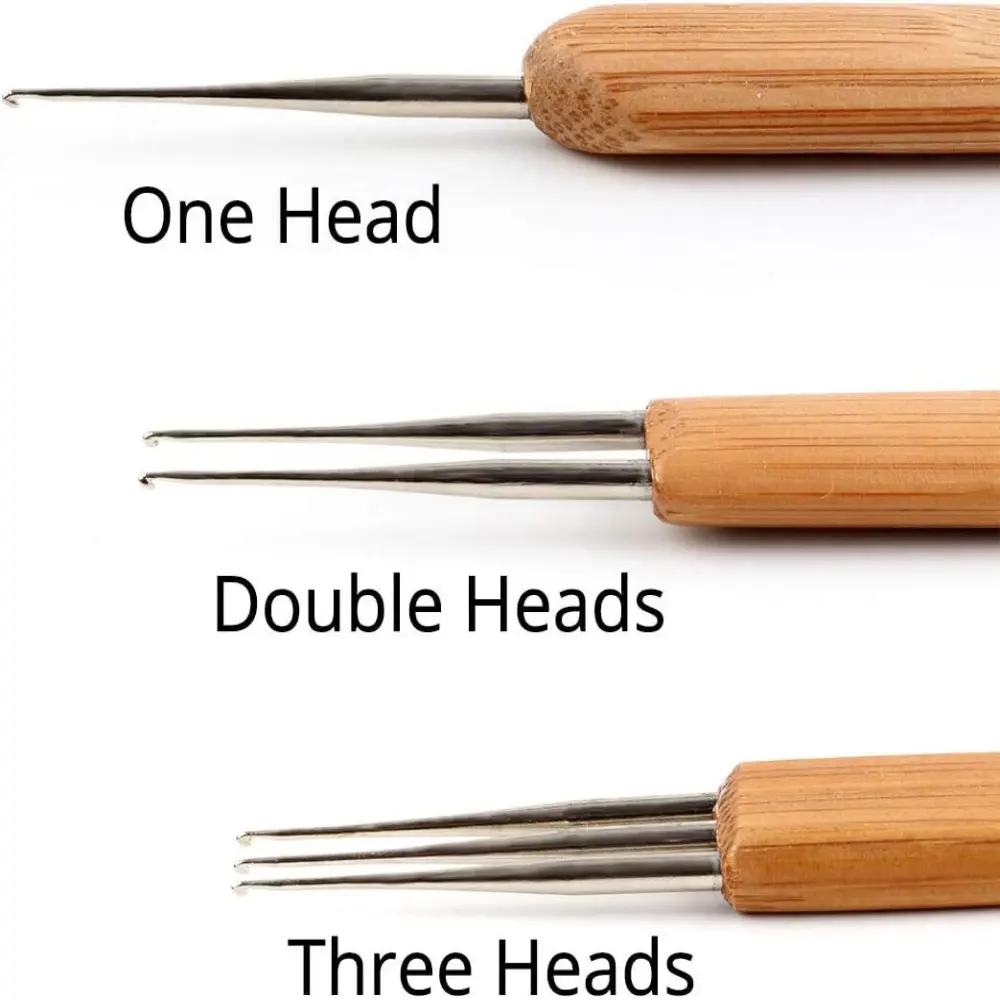 3PCS 0.75MM Bamboo Crochet Dreadlock Hook Needle Dread Tool Hair Maintenance