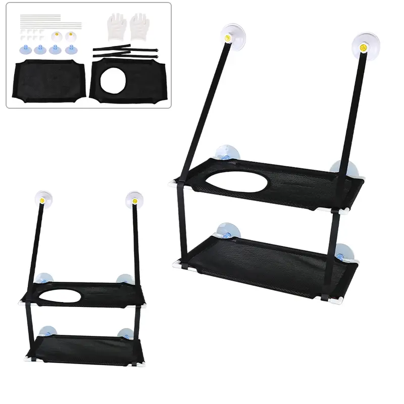 Cat Window Hammocks Sunny Seat Window Cat Perches Mounted Cat Bed with Suction Cups - Black Double Layers 2