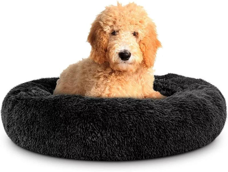 Dog Bed Donut Soft Round Plush Cat Beds For Calming Pet Anti Anxiety Washable dogs beds 2
