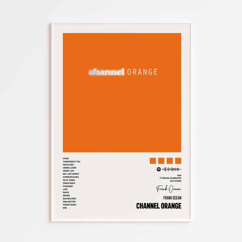Frank Ocean, Channel ORANGE, Minimalist Print/Poster, Music, Album, Tracklist, Wall Art, Decor, A5, A4, A3, A2, Unframed 2