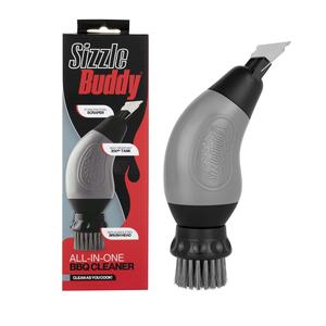 SizzleBuddy - All-in-One Barbecue Cleaning Solution for Grills - Stainless Steel Brush and Scraper | BBQ Cleaner | Patented Design | Bestseller |