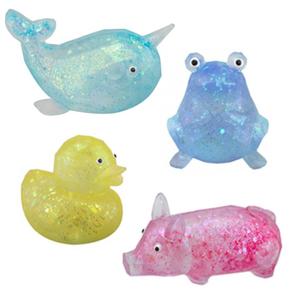 Maltose Sugar Squishy Glitter Animal Fidget Toy - Frog, Duck, Pig & Narwhal