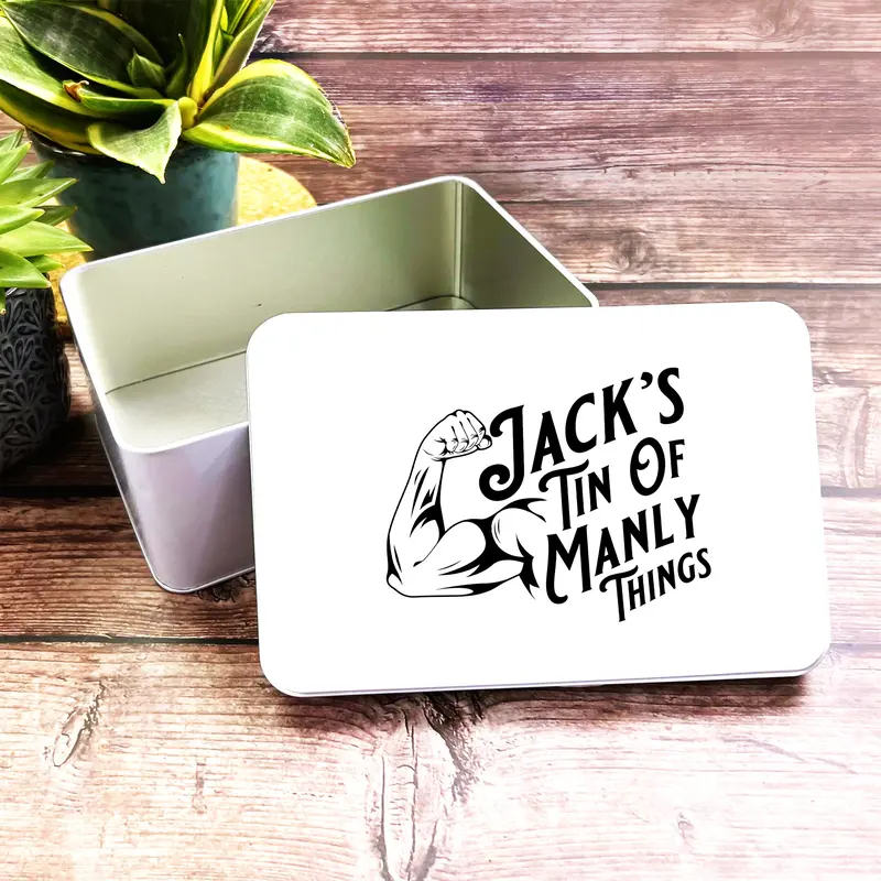 Muscle Arm Manly Things Personalised Bits & Bobs Storage Tin Personalised Gift - Cake Tin, - Cake Storage Tin, Container, Cake Tin 0
