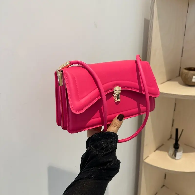 Simple Lock Indentation Handbag - Cross-Border New Fashion Shoulder Bag - Stylish All-Match Small Square Underarm Bag