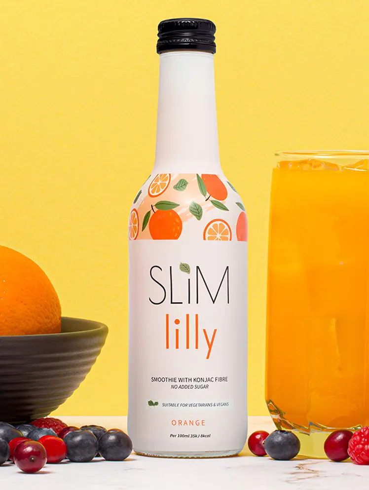 Slim Lilly 6x250 ml Orange Smoothie Konjac Plant Fiber Healthy Drink Low Calorie Natural Supports Gut Health and Digestion