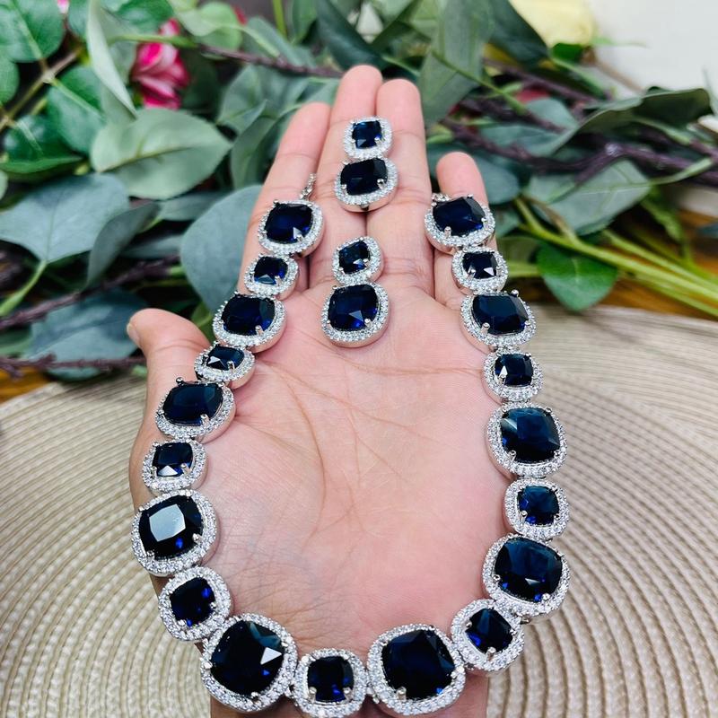 Gorgeous silver plated cushion cut quartz stone necklace Auspicious Wedding Engagement Anniversary Birthday 1