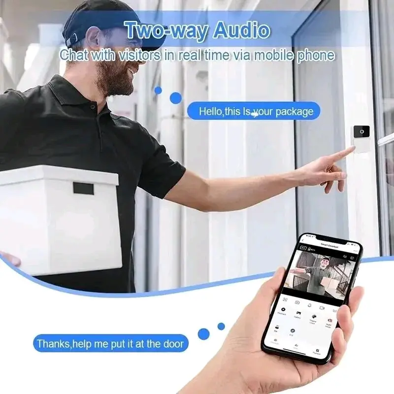 Intelligent Wireless Remote Video, High-Definition Night Vision Doorbell, WiFi Rechargeable Safety Doorbell Camera, Two-Way Call, Photo, Recording, Application Control, For Home Safety 4