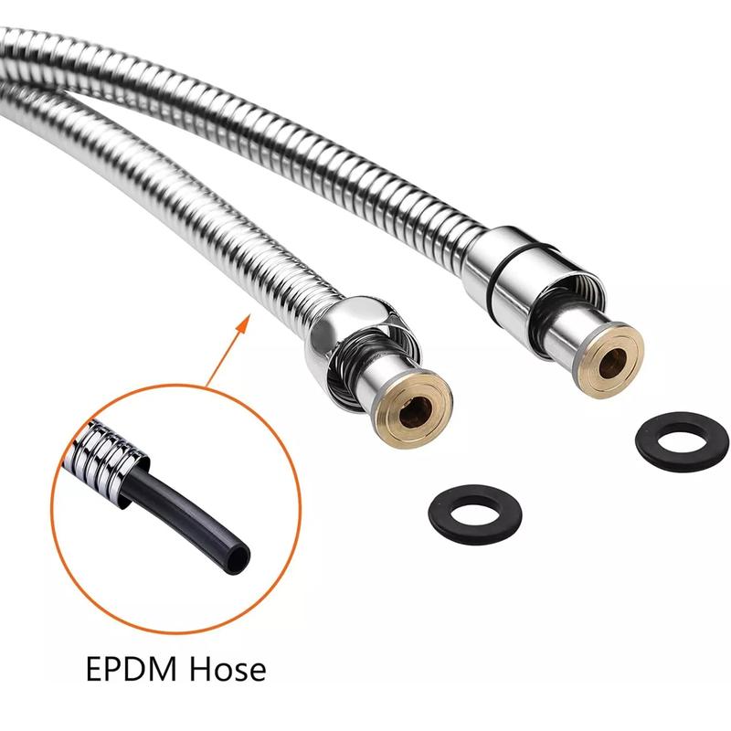 Stainless Steel Long Shower Hose for Bath Taps with 2 Washers, 1.75m (69”) - Bathroom Fixture 2
