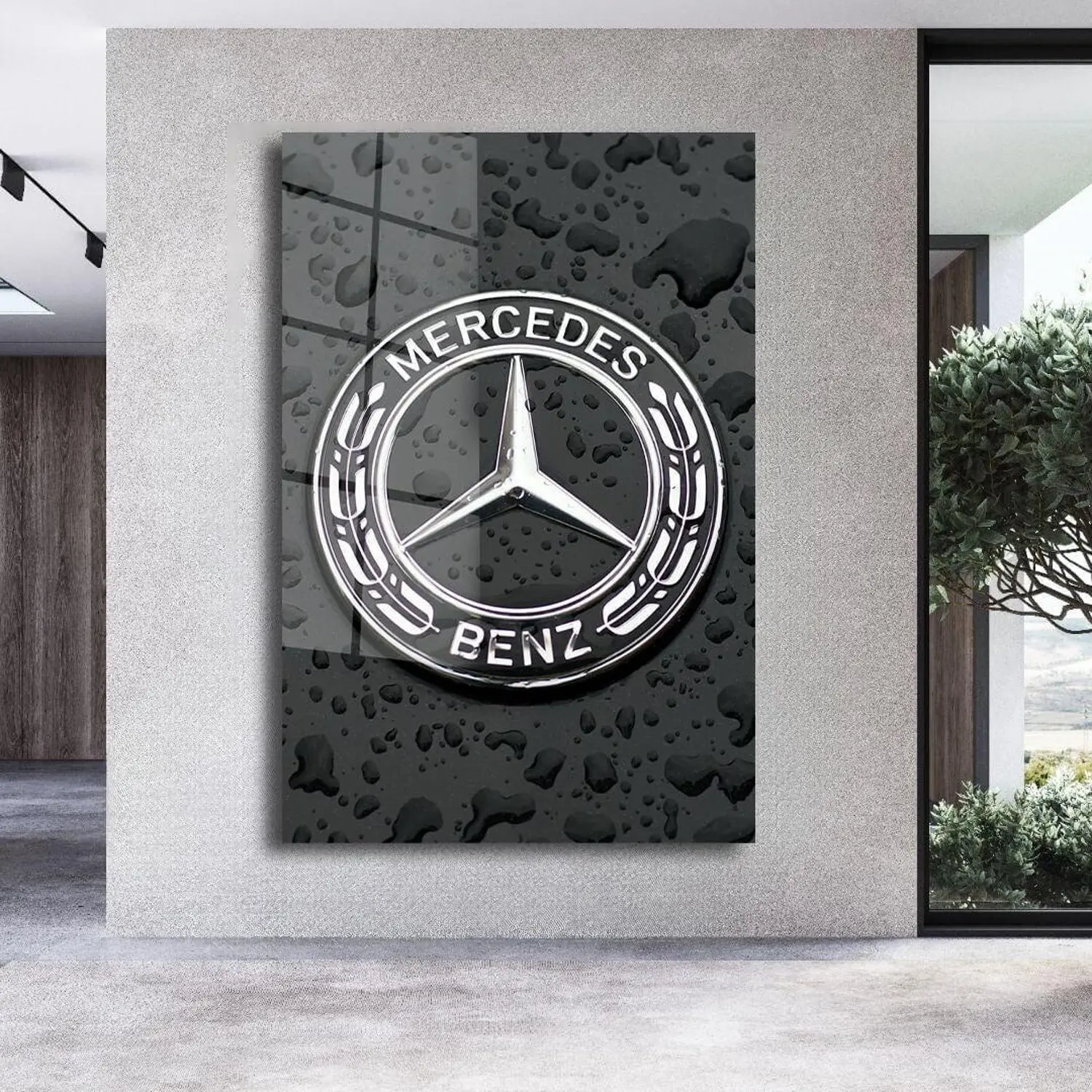 Mercedes Logo  Effect Wall Decor Luxury Logo  Art Inspirational Home Office  Art Garage Wall Decor Supercar Unframed Poster