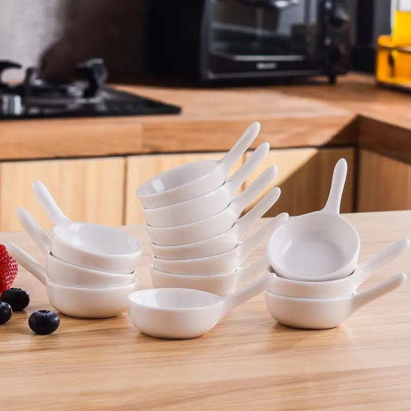 MINI Sauce Dish Dipping Bowls, 12 Pack Ceramic Dip Bowls Set, 10ML Soy Sauce Dish, White Dipping Bowls Bulk, Sauce Bowls For Ketchup, BBQ, Condiments, Appetizer 1