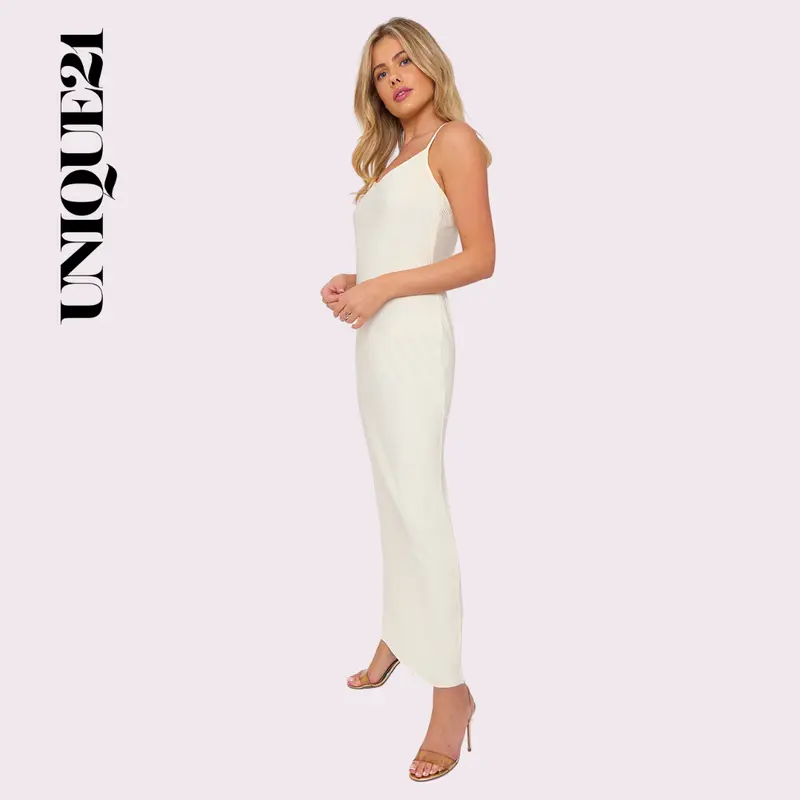 UNIQUE21 women Casual Loose Sundress Sleeveless Split Maxi Long Beach Dress 7