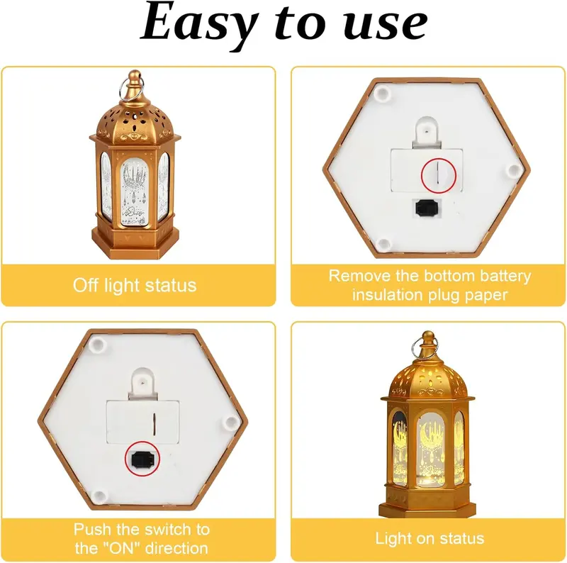 Ramadan Decorations for Home, 4 Pieces Ramadan Lantern Decoration, Ramadan Decorations Ramadan Lights, Eid Mubarak Decorations Lights, Eid Decorations, Ramadan Lantern Table Decor for Home 4