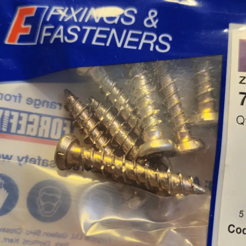 Concrete Frame Screws 7.5x42mm | 10 Pack | Self-Tapping Masonry Fixings - Zinc Yellow Passivated anti theft 4