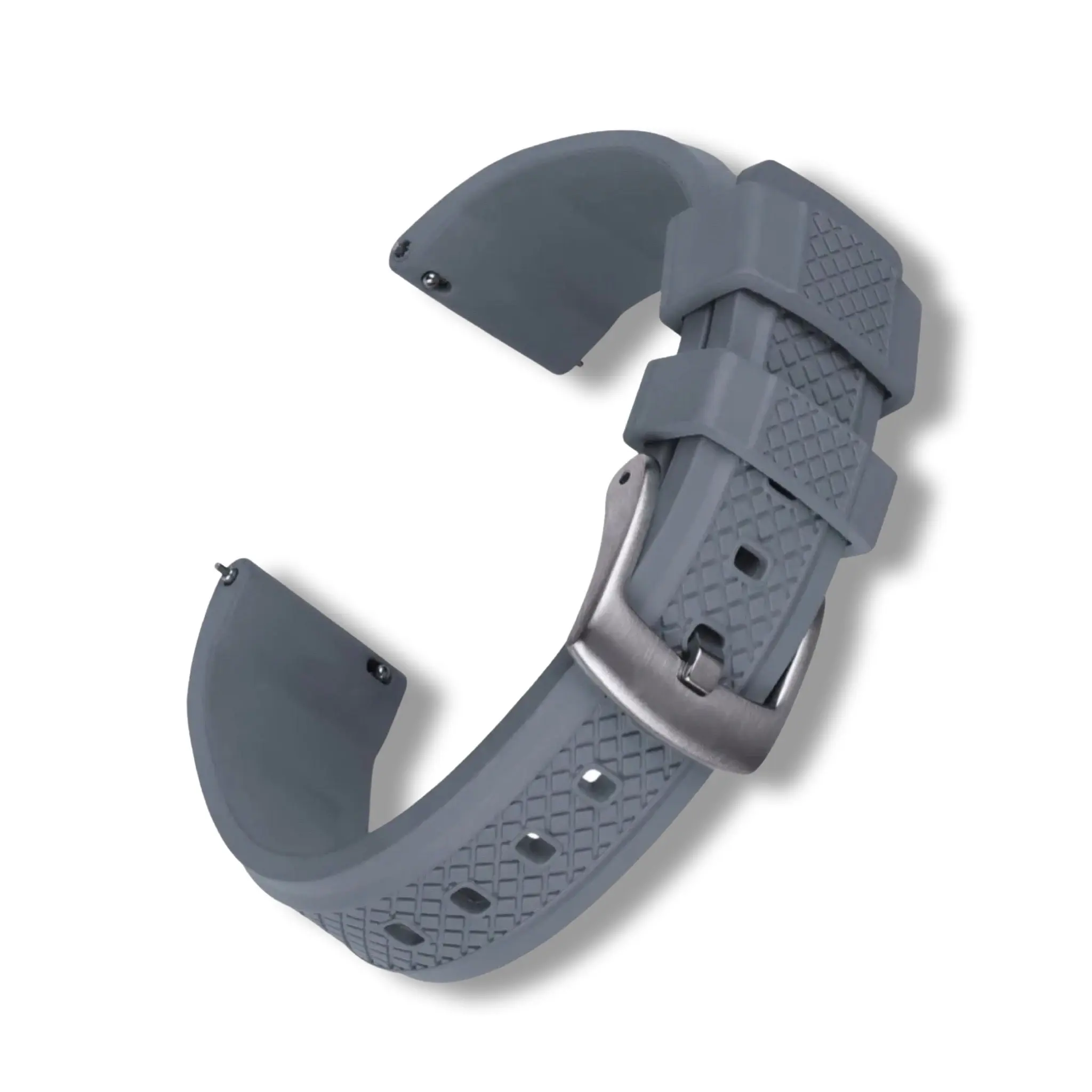 22mm Grey Rubber / Silver Buckle Watch Strap