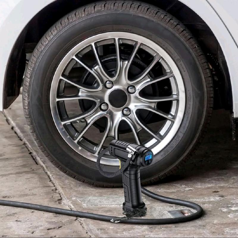 Portable Car Tire Inflator - Rechargeable Wireless Air Pump Car Air Pump Wireless Inflatable Pump 120W Portable Air Compressor Digital Rechargeable Car Automatic Tire Inflator Equipmento wireless tyre 7