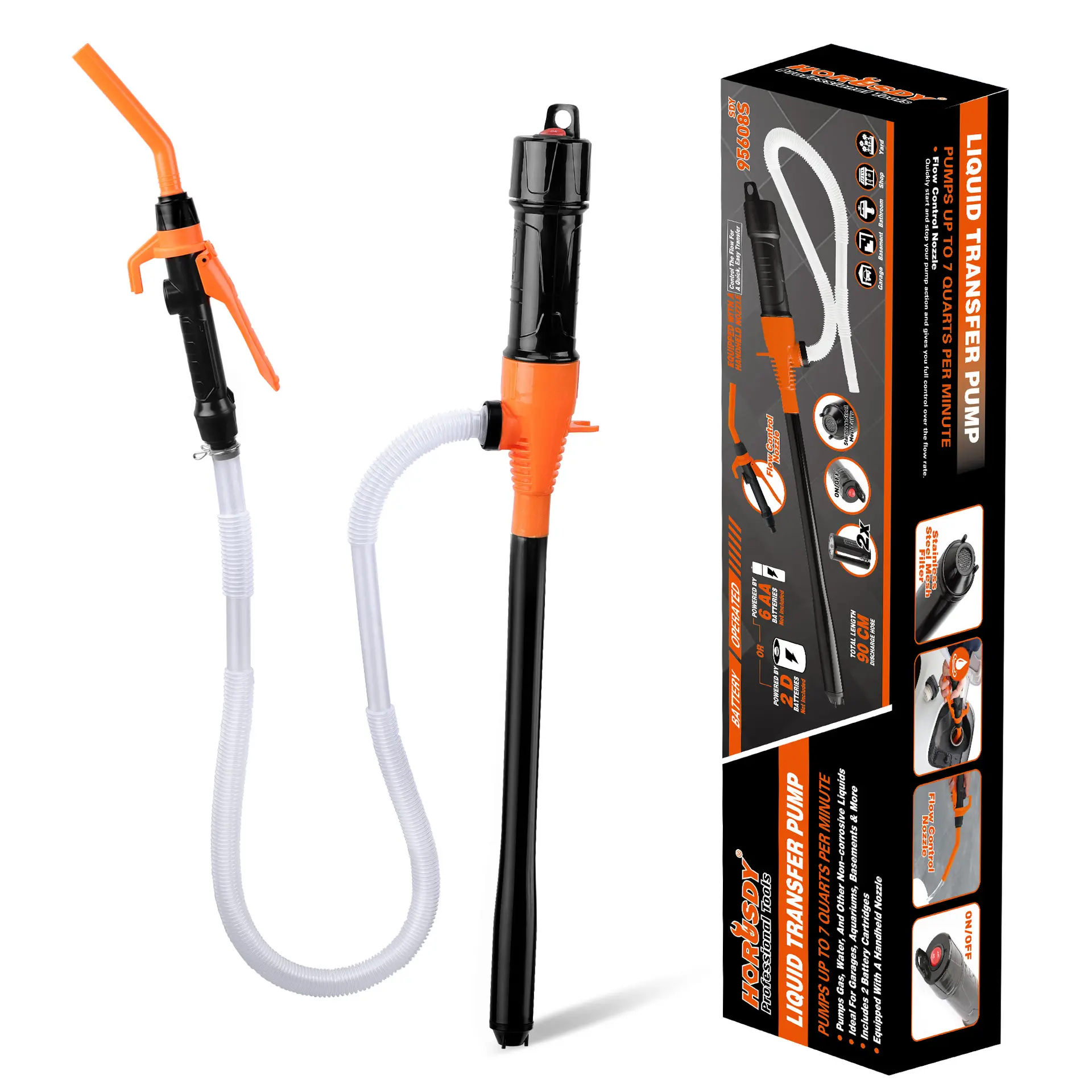 Electric Oil Pump for Car Oil Tank, Battery Powered Water Pump with Nozzle
