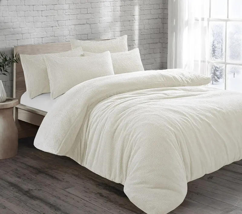 BRIT HOUSE TEDDY BEAR FUR SHERPA FLEECE DUVET COVER & PILLOWCASE/S BEDDING SET WINTER WARM COSY QUILT COVER BED LINEN SET PILLOW COVERS 5
