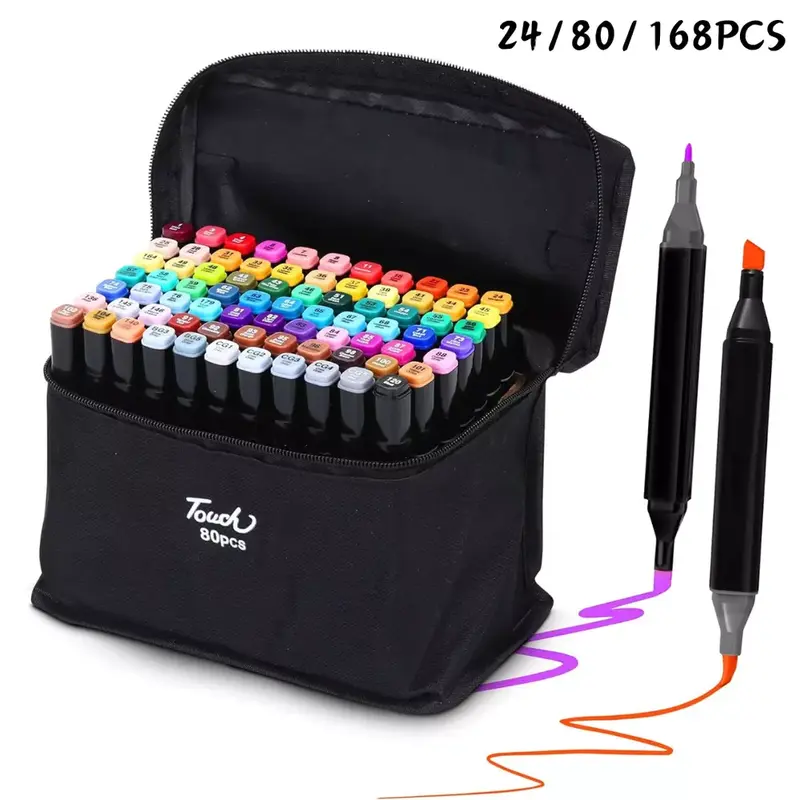 168 Color Dual Tip Art Marker Pen Soft Fine Drawing Watercolour Gift Xmas Kid 7