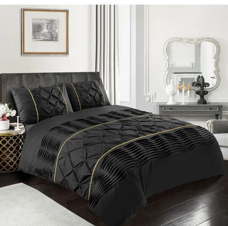 Eleanor Duvet Set Soft Cozy Warm Washable Frill Pintuck and Pleated pattern 1