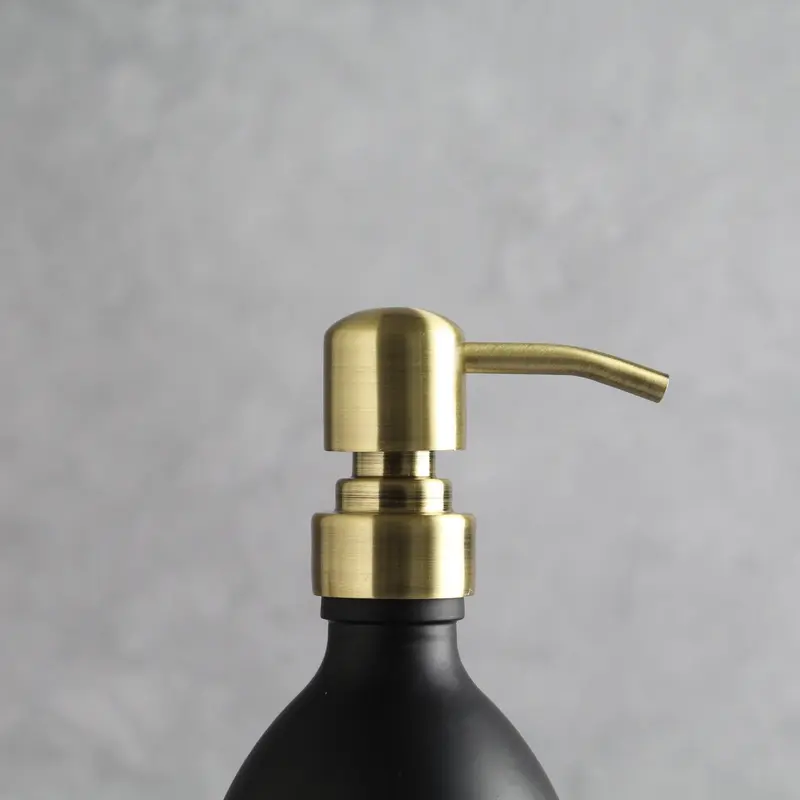 Body Wash, Shampoo & Conditioner Matte Black Glass Set Labelled Bottle Lotion Pump Dispenser for Bathroom 5