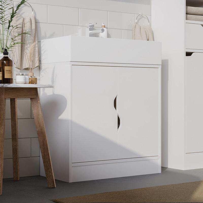 Bathroom Sink Cabinet with Partial Pedestal 8