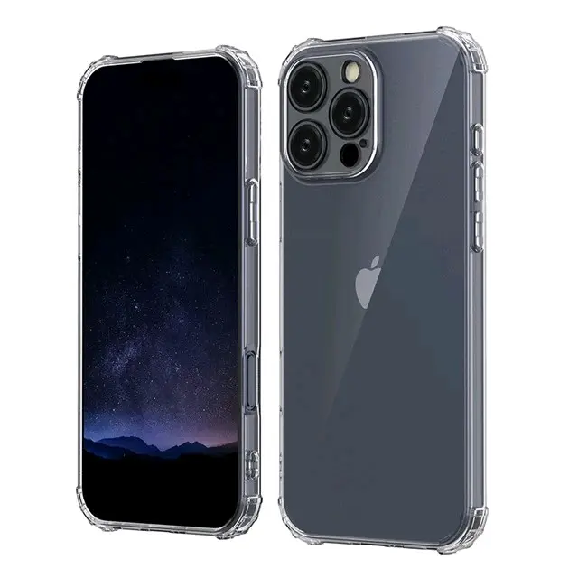 Shockproof Transparent Full Cover Phone Case (1 Count), Decorative Phone Protector Cover, Phone Accessory Compatible With iPhone 15 , 15 pro and 15 pro max Accessories Protection Silicon Silicone Durable Protective Cellphone Casing Smartphone 5