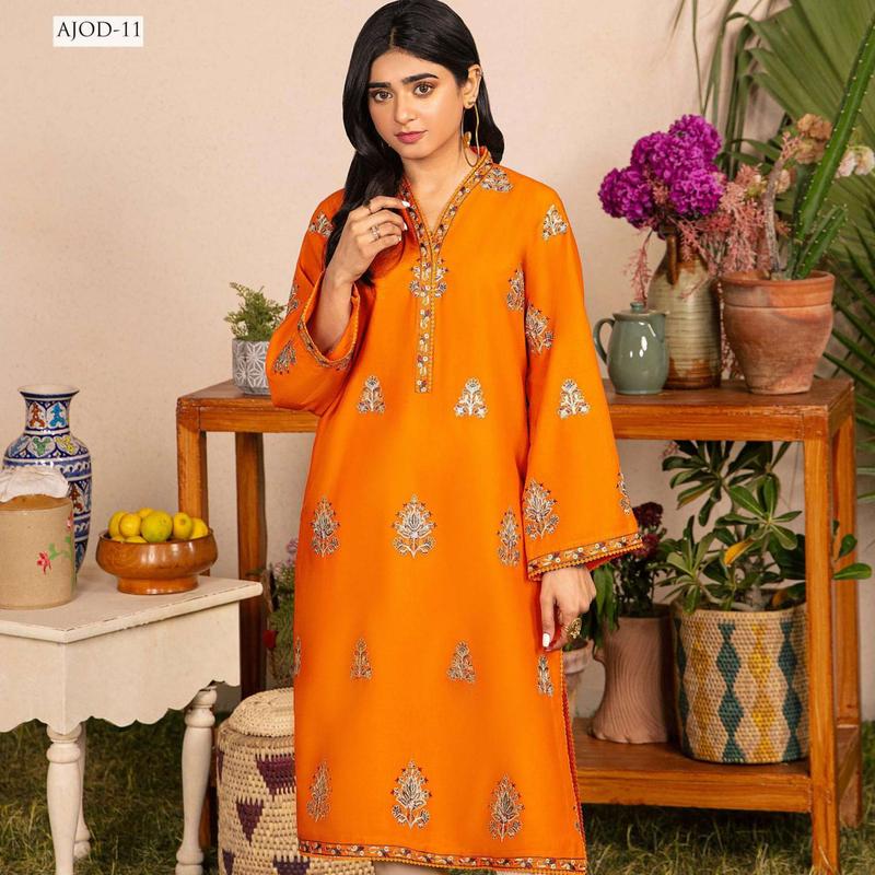 Outfit Of The Day Collection By Asim Jofa | Ajod-11 | - 1 Piece Ready To Wear Swiss Lawan Embroidered Kurta Dress Fabric 0