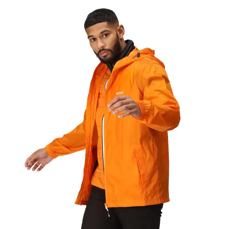 Regatta Men's Pack It Jacket Waterproof Rain Coat Lightweight Windbreaker Jacket Packable Full Zip Mens Hooded Coat Outdoor Breathable Menswear Tops Fabric Pockets jackets 2