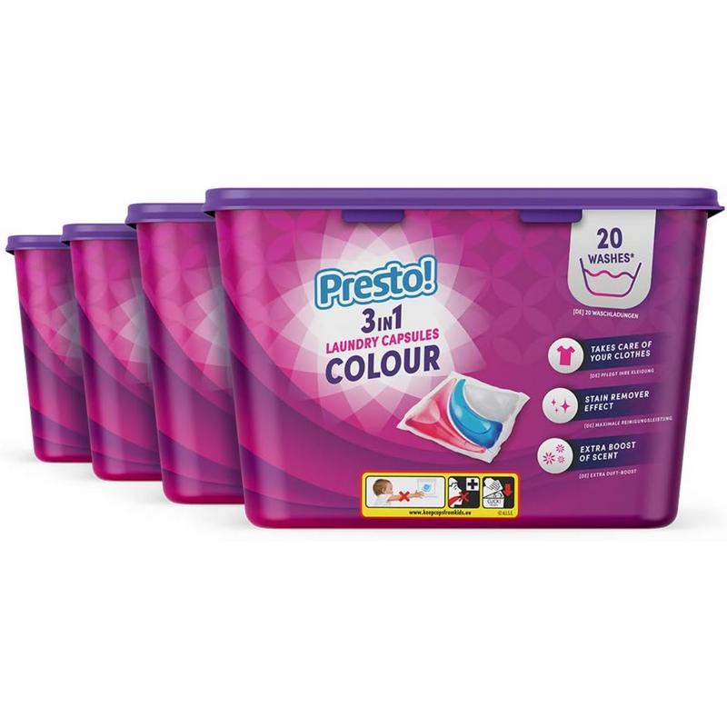 Presto! Colour Laundry Capsules 3-in-1, Fresh Scent, 80 Count 0