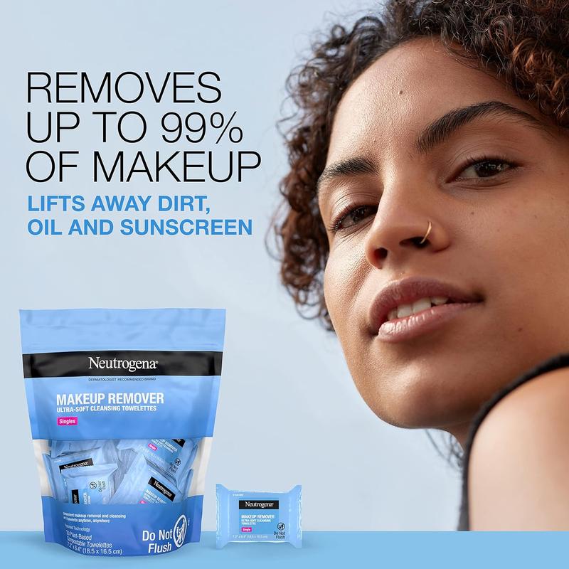 Makeup Remover Cleansing Towelette Singles, Daily Face Wipes To Remove Dirt, Oil, Makeup & Waterproof Mascara, Individually Wrapped, 20 Count 1