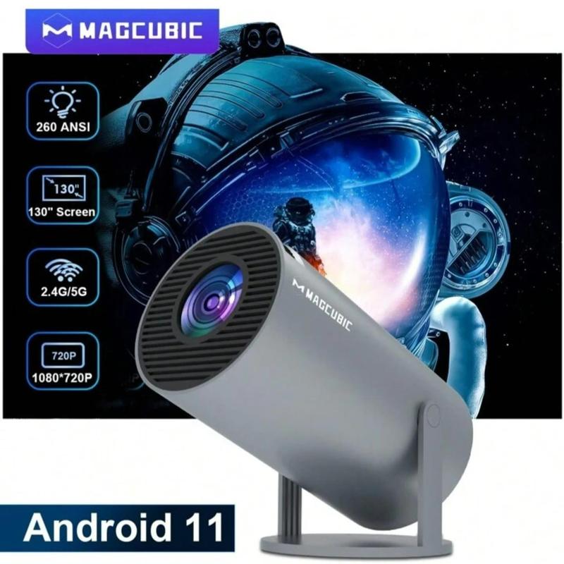 Magic Cubic | Transpeed Projector 4K | Grey/Black/White | Android 11 HY300 | Dual Wifi6 | 260ANSI All winner H713 BT5.0 1080P 1280*720P Cinema Outdoor Portable Projector | 180 Degree Bluetooth Audio 1
