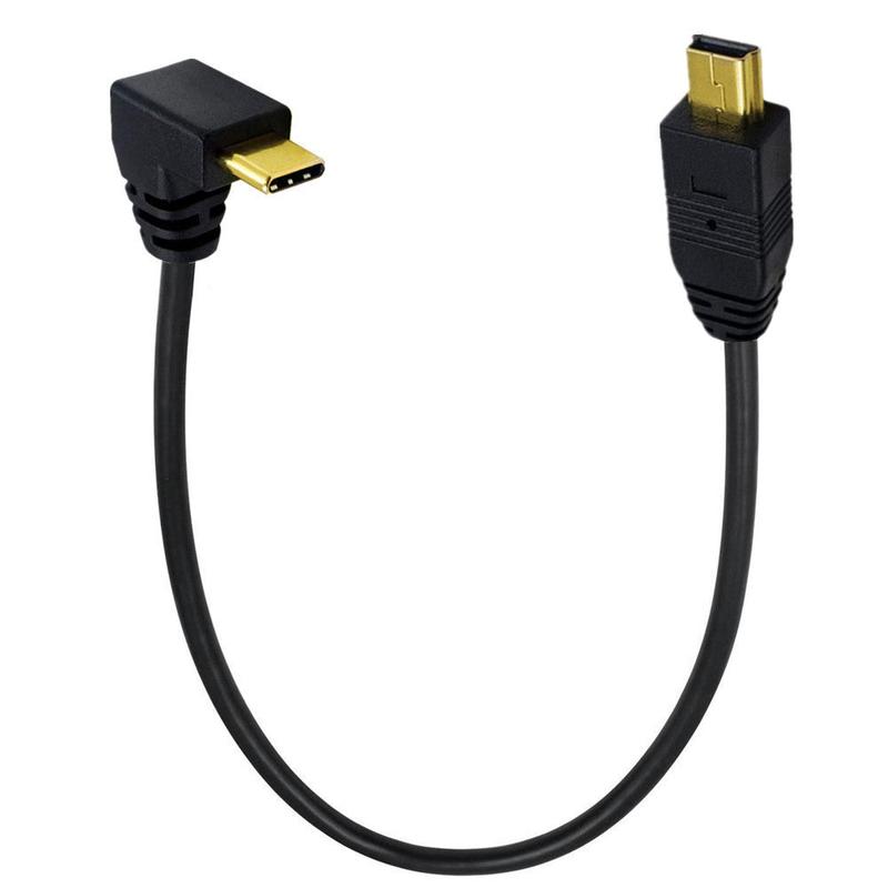USB 3.1 Type C Angled Male to Mini USB Male Data Charging Cable 0.25m 2
