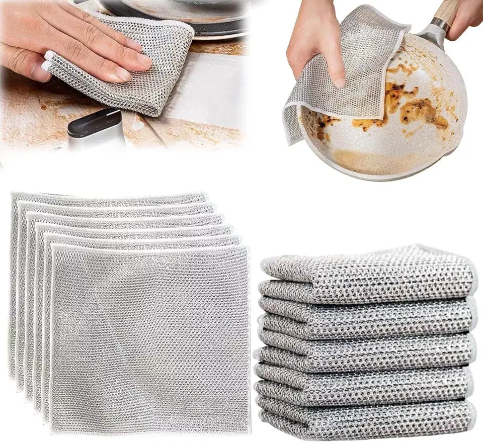 Multifunction Kitchen Metal Wire Cleaning Dishcloth, 3pcs/5pcs/10pcs Reusable Dishcloth for Stove Sink Pot, Kitchen Cleaning Tools Supplies, Summer for Gift Multicolor