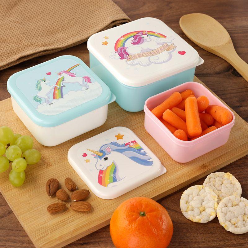 PUCKATOR Enchanted Rainbows Unicorn Set of 3 Lunch Box Snack Storage S/M/L - - Lunchbox with Multi Compartments - Small Food Containers - Lunchbox for Adults and Kids - Girls Boys Lunchbox Tableware 2