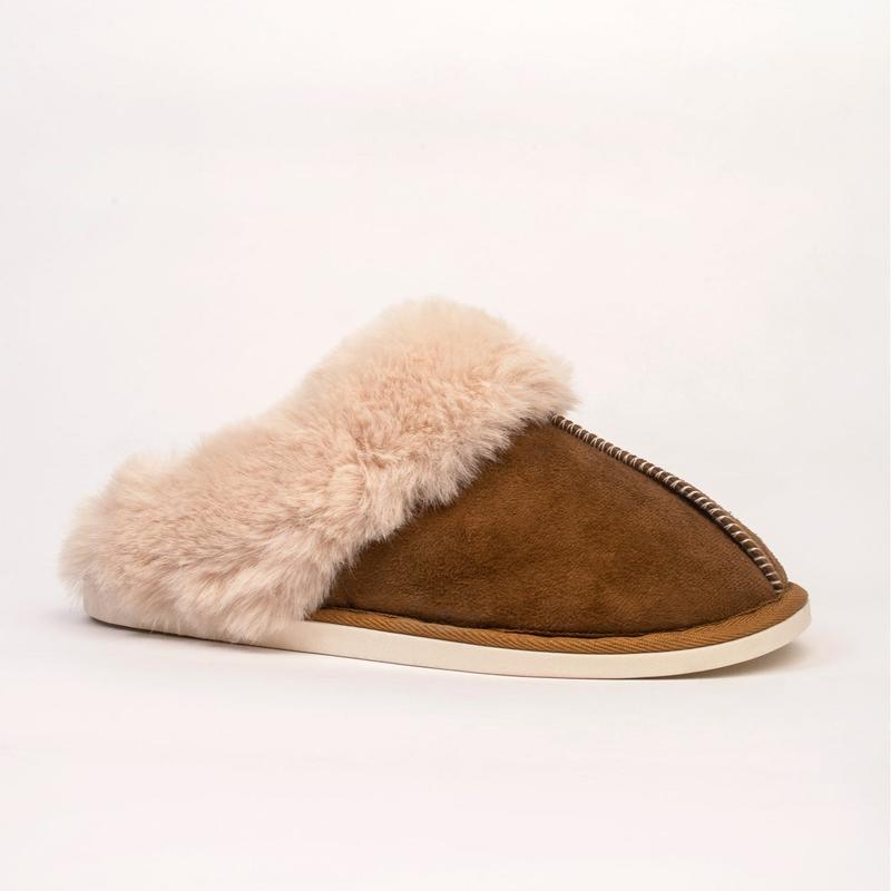 Women's Lizzie Faux Fur Suede Slippers - Navy, Mink, Grey, Burgundy and Chestnut - Comfort, Shoe, Weight Girl Soft Footwear Lightweight Slide 6