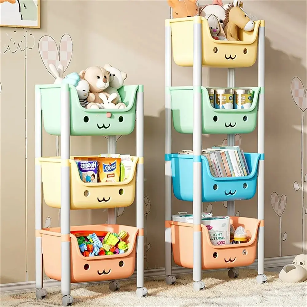Children's Toy Storage Racks Floor Multi-layer Toy Book Storage Rack Office Living Room Kitchen Multi-Functional Storage Cart